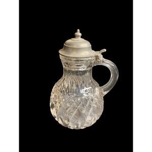 Victorian Style Pattern Glass Syrup Pitcher Vintage Creamer 6.5"